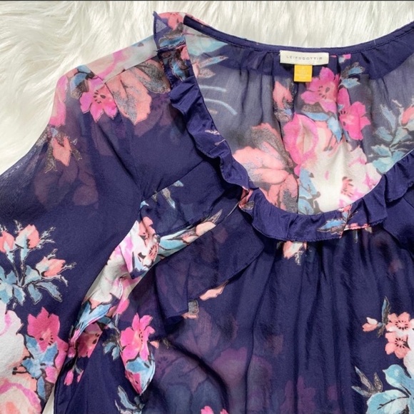 ❤️Anthropologie 100% Silk Cotati Chiffon Ruffle Floral Peasant Blouse Top Boho - Picture 5 of 7